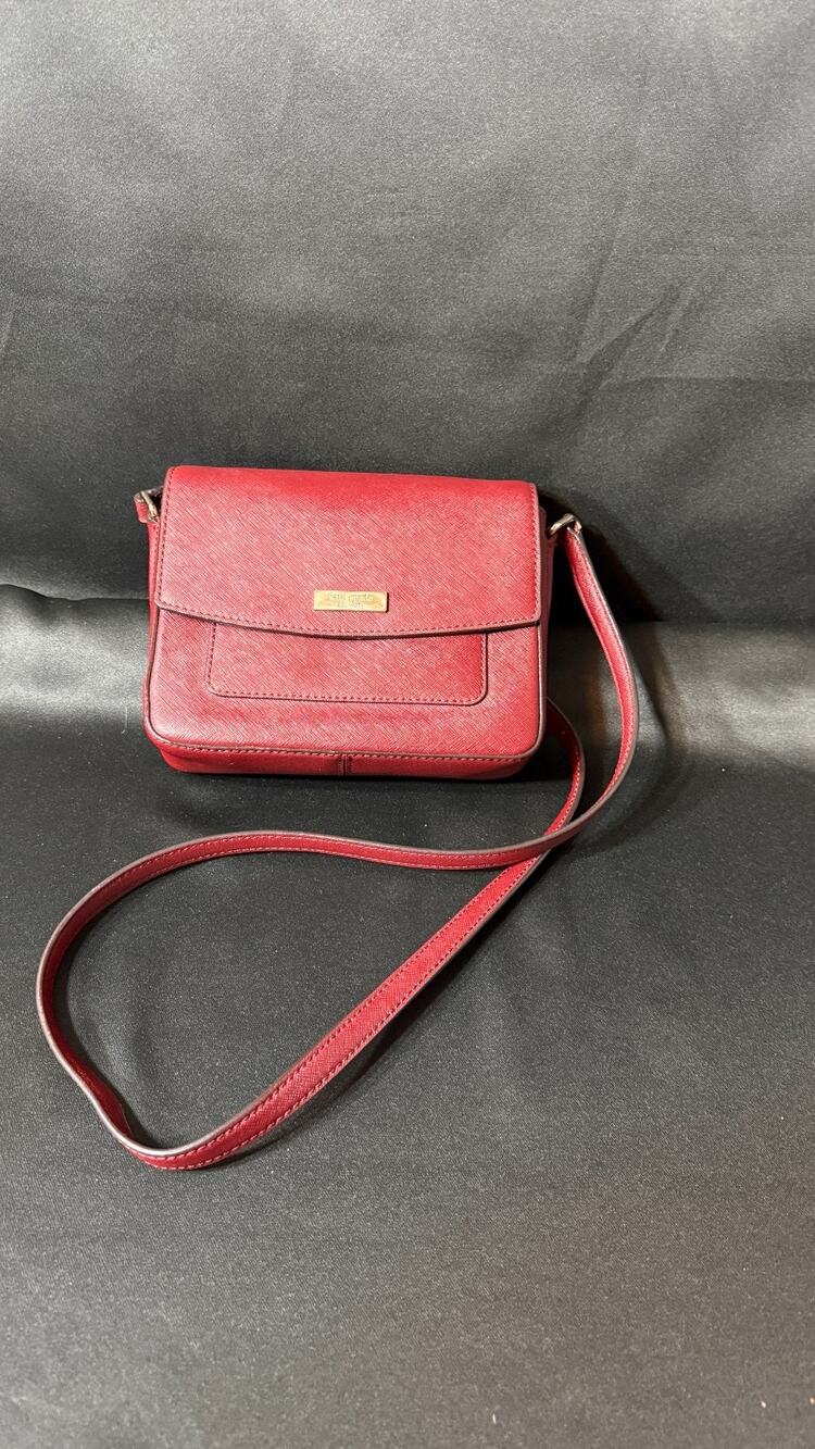 Kate Spade New York York Saffiano Leather Burgundy Flap Crossbody Shoulder Bag